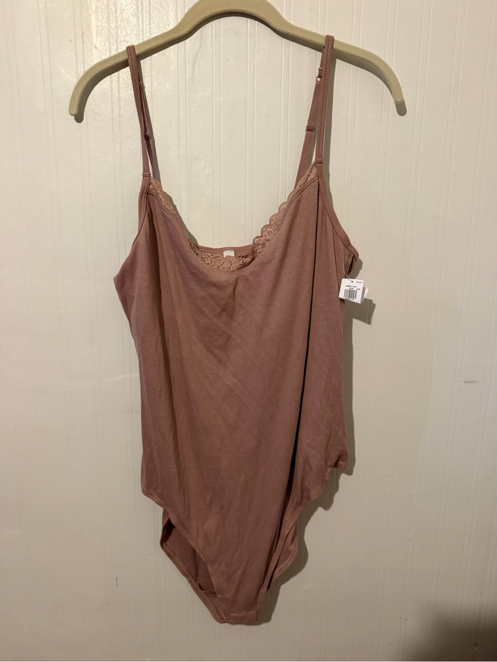 Old Navy Mauve Lace-Trim Ribbed Bodysuit XXL NWT